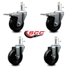 Service Caster 4 Hard Rubber Swivel 7/16'' Grip Ring Stem Caster Set 2 Total Lock Brakes, 4PK SCC-GRTTL20S414-HRS-716138-2-S-2